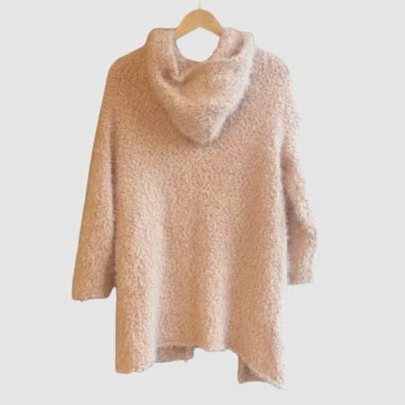 Popcorn Eyelash Hooded Cardigan Large Peach Cozy Chic - Picture 2 of 7